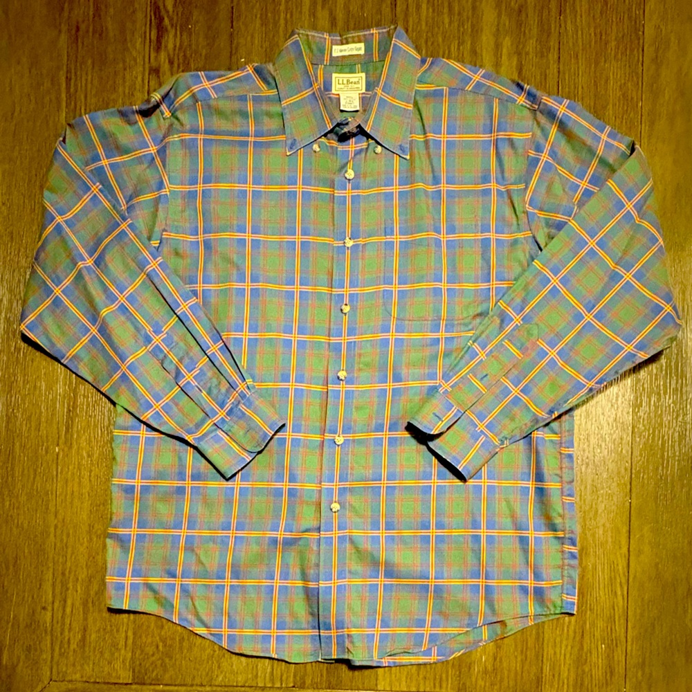 L.L. Bean Button Down Shirt Men’s Size L Regular Tartan Cotton